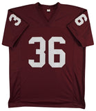 Oklahoma Steve Owens "69 Heisman" Signed Maroon Pro Style Jersey BAS Witnessed 2