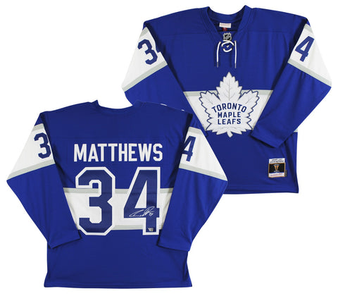 Maple Leafs Auston Matthews Signed Blue Vintage M&N Throwback Jersey Fanatics