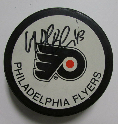 Marc Andrae Bourbon Flyers Autographed/Signed Flyers Logo Puck 144380