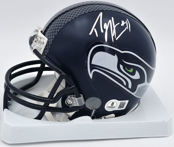 Percy Harvin Autographed Seattle Seahawks Blue Mini Helmet Beckett QR #BS30443