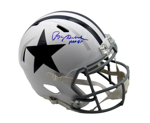 Roger Staubach HOF Signed/Inscr Full Size Throwback Replica Helmet Cowboys BAS