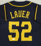 Brewers Pitcher ERIC LAUER Signed Custom Replica Blue Jersey AUTO - JSA