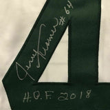 FRAMED Autographed/Signed JERRY KRAMER HOF 33x42 Green Bay White Jersey JSA COA