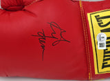 George Foreman Autographed Red Everlast Boxing Glove LH Beckett BAS QR #BS30352