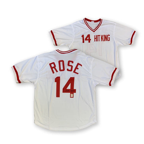 Pete Rose Autographed Cincinnati Signed Custom Baseball Jersey HIT KING JSA COA