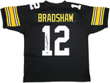 STEELERS TERRY BRADSHAW AUTOGRAPHED SIGNED BLACK JERSEY BECKETT WITNESS 239866