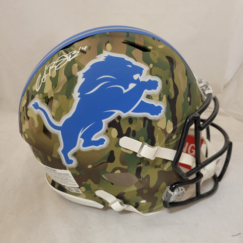 AMON RA ST BROWN SIGNED DETROIT LIONS FS CAMO SPEED AUTHENTIC HELMET BECKETT QR