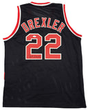 PORTLAND TRAILBLAZERS CLYDE DREXLER AUTOGRAPHED BLACK & RED JERSEY JSA 228814
