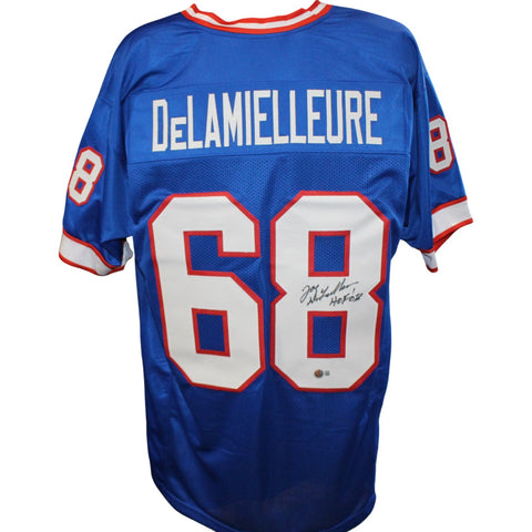 Joe Delamielleure Autographed Pro Style XL Blue Jersey HOF Beckett 54288