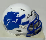 Lions AIDAN HUTCHINSON Signed Riddell AMP Speed Mini Helmet AUTO - BAS