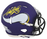 Vikings Adrian Peterson Signed Speed Mini Helmet Yellow Sig w/ Case BAS Witness
