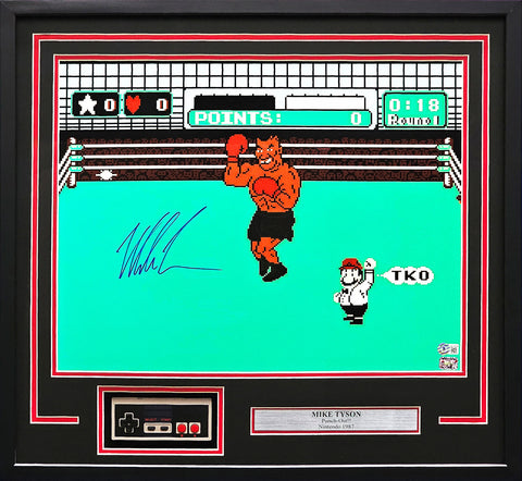 MIKE TYSON AUTOGRAPHED FRAMED 16X20 PHOTO PUNCH-OUT!! WITH CONTROLLER BECKETT