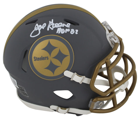 Steelers Joe Greene "HOF 87" Authentic Signed Slate Speed Mini Helmet BAS Wit