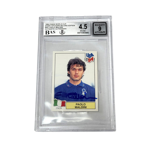 Paolo Maldini Signed 1994 Panini World Cup Story Stickers Second Ed - BGS 4.5