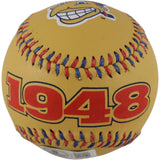 Bob Feller Autographed Cleveland Indians Baseball 1948 Champs HOF Beckett 51596