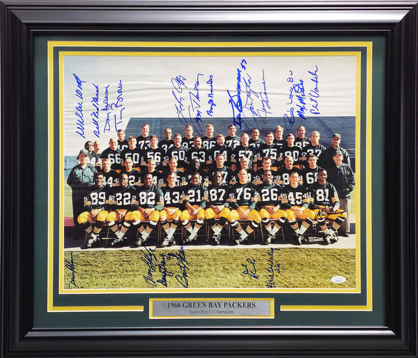 1966 SB I Champ Packers Autographed Framed 16x20 Photo 20 Sigs Starr JSA YY02722