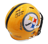 Joe Greene Signed Pittsburgh Steelers Speed Auth Alt Yellow NFL Helmet- "HOF 87"