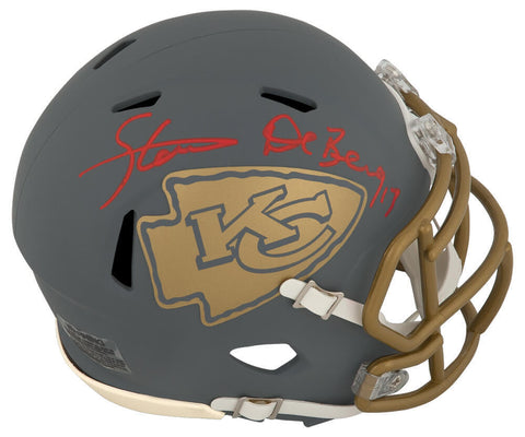Steve DeBerg Signed Chiefs SLATE Riddell Speed Mini Helmet - (SCHWARTZ COA)