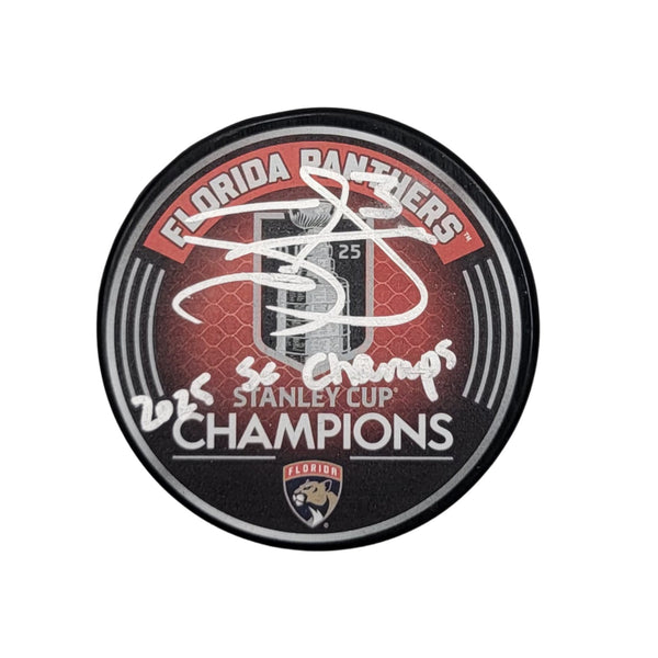 Seth Jones Signed Panthers 2025 Stanley Cup Champions Puck W/ 2025 SC Champs JSA
