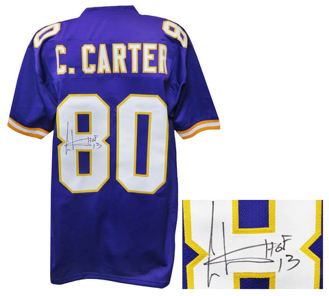 Cris Carter (VIKINGS) Signed Purple T/B Custom Football Jersey w/HOF'13 - SS COA