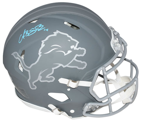 AMON-RA ST BROWN SIGNED DETROIT LIONS SLATE AUTHENTIC SPEED HELMET BECKETT