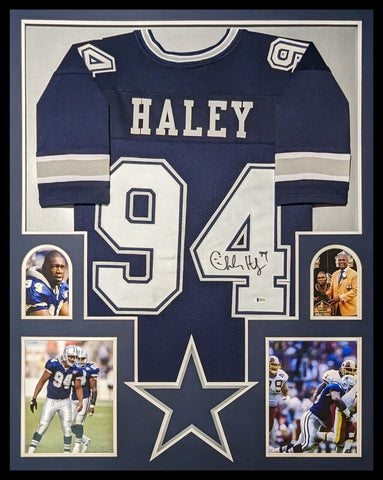 FRAMED DALLAS COWBOYS CHARLES HALEY AUTOGRAPHED SIGNED JERSEY BECKETT COA