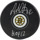 Adam Oates Autographed/Signed Boston Bruins Logo Puck HOF JSA 53950