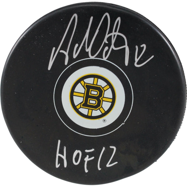Adam Oates Autographed/Signed Boston Bruins Logo Puck HOF JSA 53950