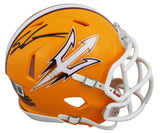 Arizona State Sam Leavitt Signed Gold Speed Mini Helmet W/ Case BAS Witnessed