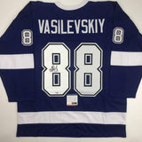 Autographed/Signed Andrei Vasilevskiy Tampa Bay Blue Jersey PSA/DNA COA