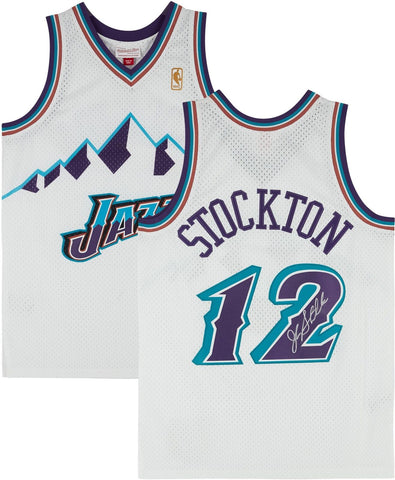 John Stockton Utah Jazz Signed Mitchell and Ness 1996-97 White Swingman Jersey