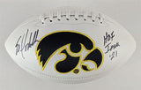 Ed Podolak HOF Iowa 21 Signed Hawkeyes Logo Football (JSA COA) Kansas City Chief