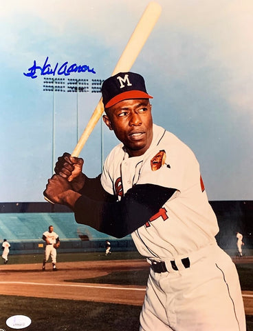 Braves HANK HENRY AARON Signed 11x14 AUTO Photo #10 AUTO ~ HOF '82 '57 MVP -JSA