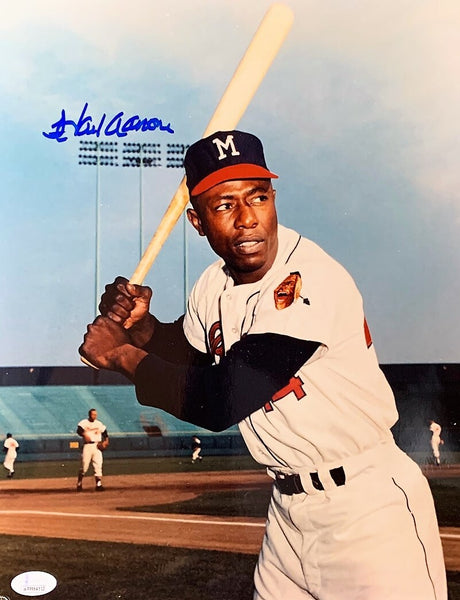 Braves HANK HENRY AARON Signed 11x14 AUTO Photo #10 AUTO ~ HOF '82 '57 MVP -JSA