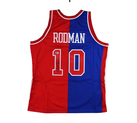Dennis Rodman Signed Detroit Pistons Mitchell & Ness 1988-89 Split NBA Jersey