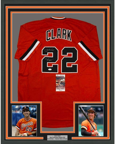 Framed Signed Jack Clark The Ripper 35x39 Francisco Orange Jersey JSA COA
