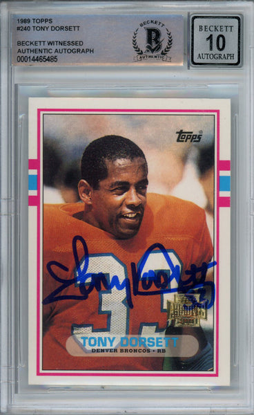 Tony Dorsett Autographed 2001 Topps Archives #240 Trading Card BAS 10 Slab 38652