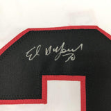 Autographed/Signed ED BELFOUR Chicago White Hockey Jersey JSA COA Auto