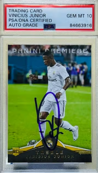 Vinicius Jr Signed 2018 Panini Treble Rookie Soccer Card #177 - PSA 10 Autograph