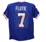 Doug Flutie Autographed/Signed Pro Style Blue XL Jersey Beckett 39313