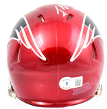 Tedy Bruschi Autographed Patriots Flash Speed Mini Helmet-Beckett W Hologram