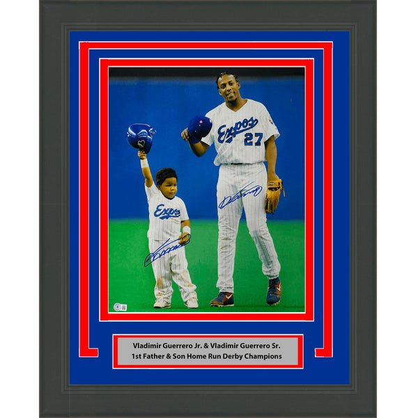 Framed Autographed Vladimir Vlad Guerrero Jr. & Sr. Montreal Expos 16x20