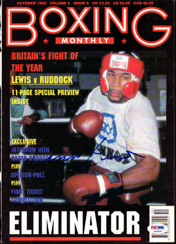 Lennox Lewis Autographed Signed Boxing Monthly Magazine Cover PSA/DNA #S49297