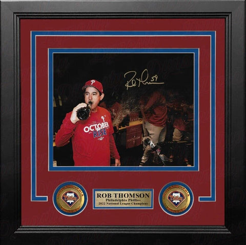 Rob Thomson NLCS Celebration Autographed Phillies 8x10 Framed Photo JSA PSA