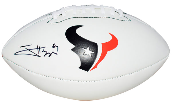 JAYDEN HIGGINS AUTOGRAPHED HOUSTON TEXANS WHITE LOGO FOOTBALL BECKETT
