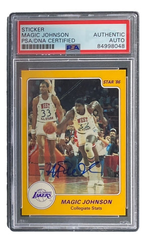 Magic Johnson Signed LA Lakers 1986 Star #2 Trading Card PSA/DNA