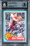 Warriors Klay Thompson Signed 2011 Fleer Retro #55 Rookie Card BAS Slabbed 2