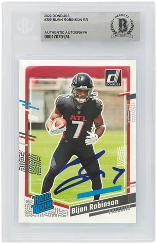 Bijan Robinson Signed Falcons 2023 Donruss Rated RC Card #305 (Beckett Slabbed)
