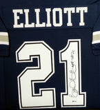 COWBOYS EZEKIEL ELLIOTT AUTOGRAPHED SIGNED FRAMED BLUE JERSEY BECKETT 151434
