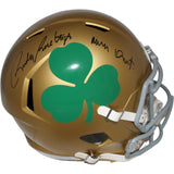 Rudy Ruettiger Signed Notre Dame F/S Spd Gold '16 "Never Quit" Beckett 40945